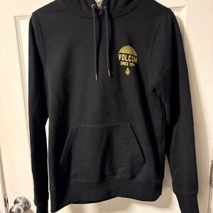 Volcom Black Hoodie with Yellow Chest Logo
